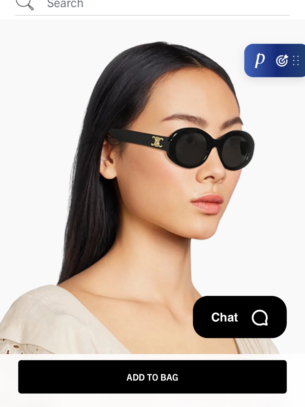 Celine Black Oval Sunglasses With Gold Logo